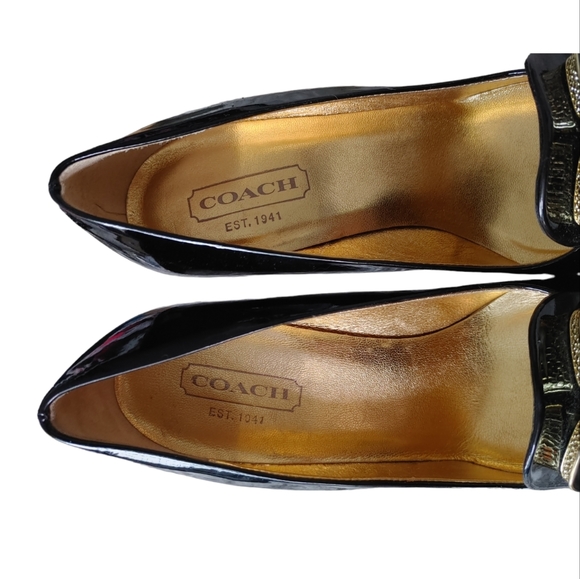 Coach Signature Patent Leather Black Pumps Heels - Picture 11 of 15